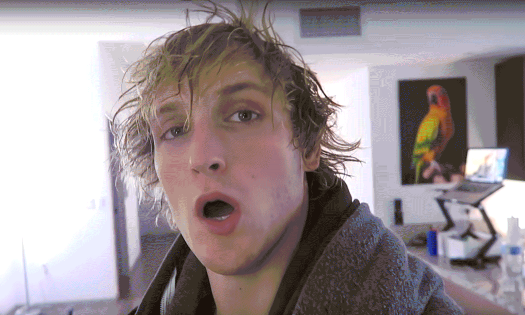 stuttering multicolored gif of logan paul, from his video about color blind glasses